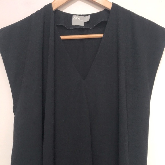 Asos black sleeveless side flap detail midi dress size 2 fits like a medium - Picture 3 of 11